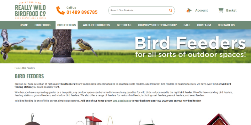 Really Wild Bird Food website picture