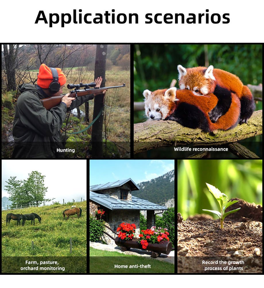 Pictures of trail camera application scenarios